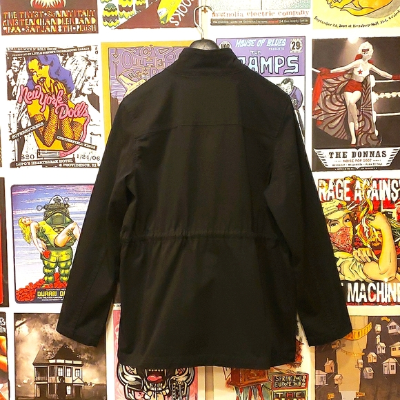 Black Denim Cargo Jacket Sz L - Picture 3 of 7